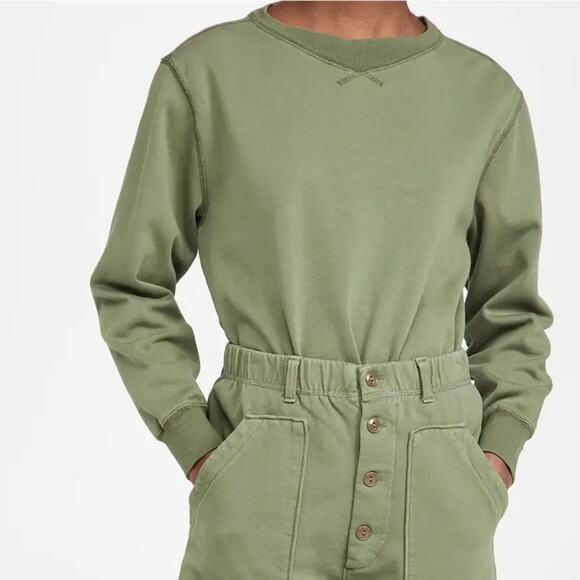 Alex Mill Lakeside Boatneck Sweatshirt Army Green - Picture 4 of 6
